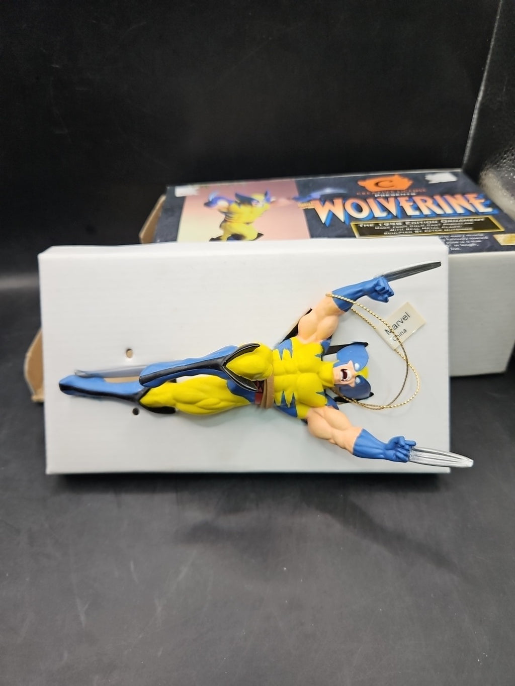Creative 1998 Edition Wolverine Hanging Ornament in Yellow Porcelain - New Boxed