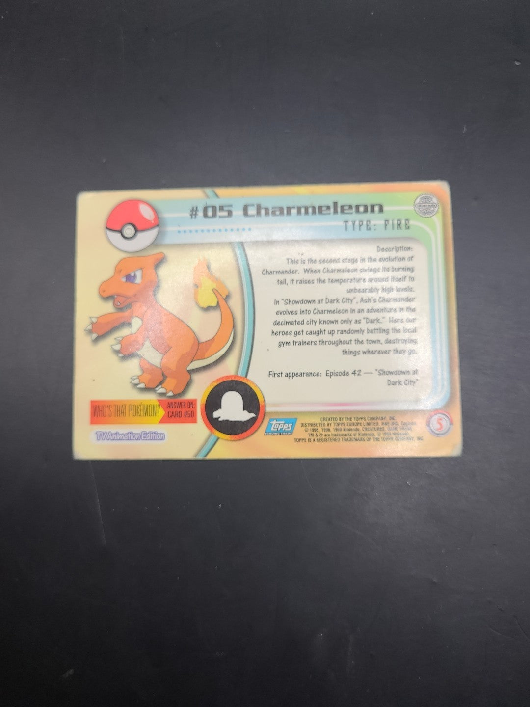 Charmeleon Rainbow Foil - Pokemon 1999 Topps TV Card - #05