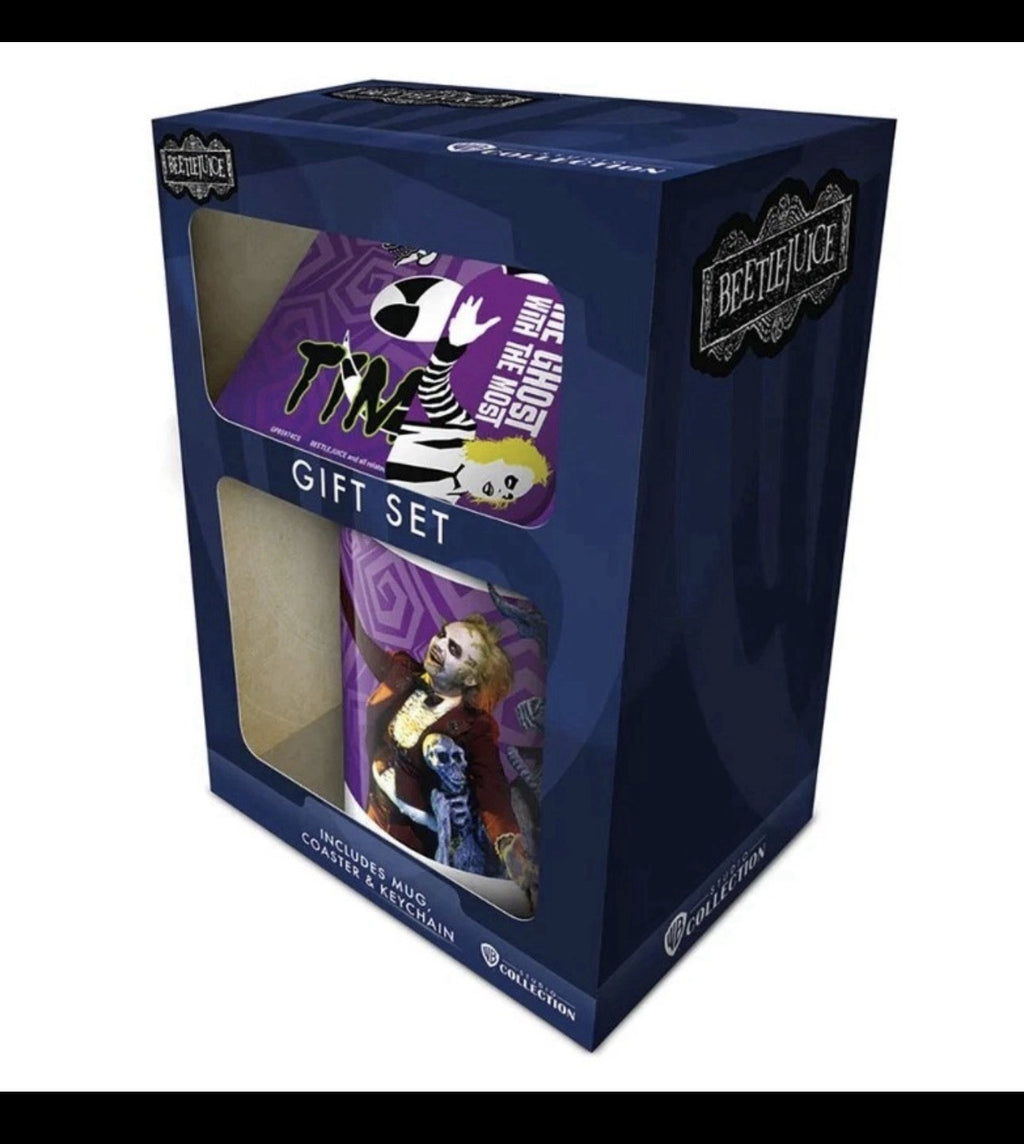 Mug Coaster Keyring Boxed Gift Set - Beetlejuice The Ghost With The Most