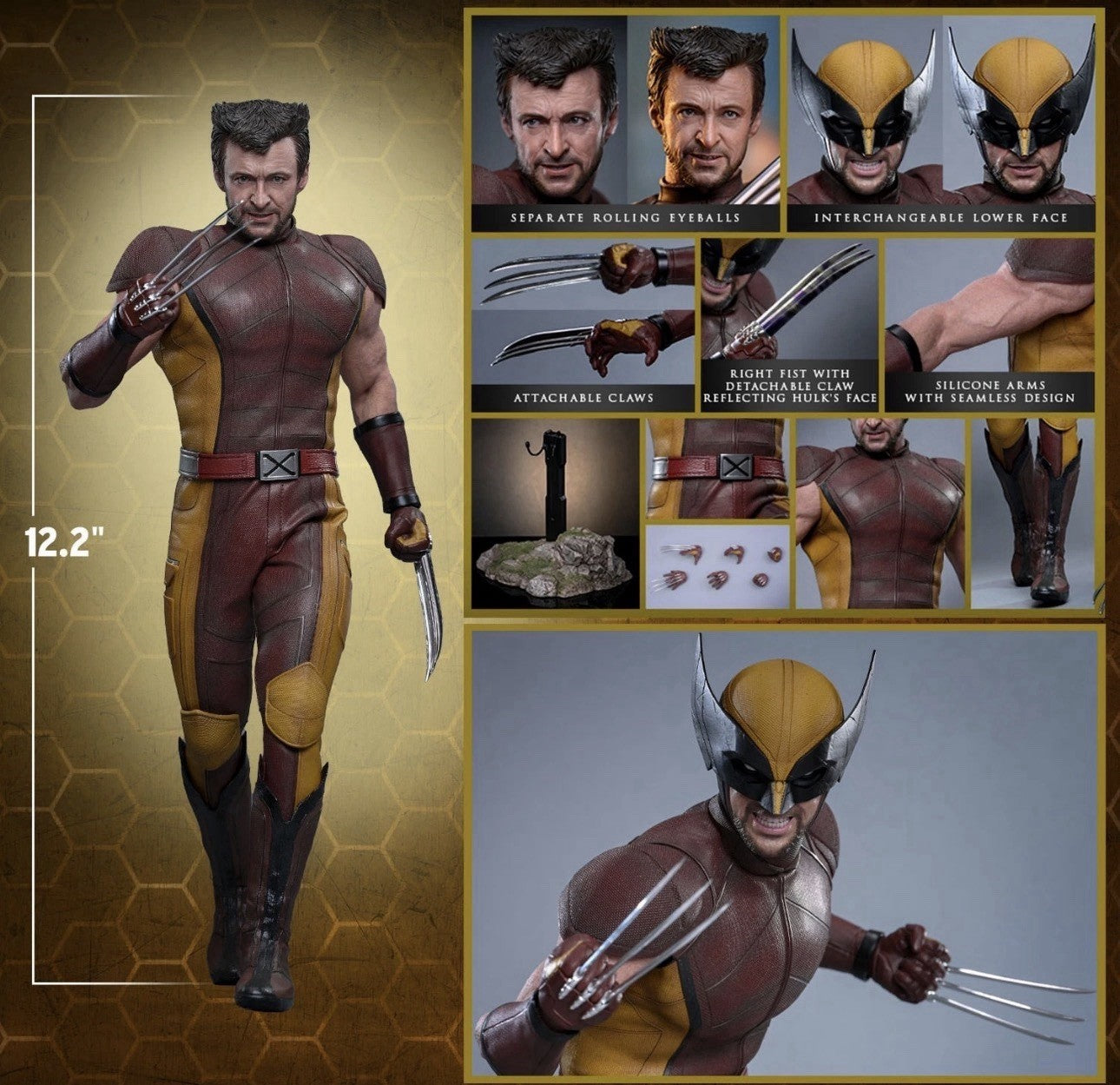 Hot Toys MMS831 Deadpool Wolverine Classic Brown and Tan