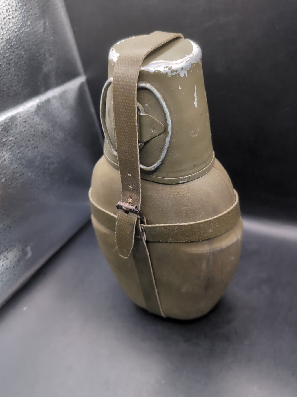 German army surplus drinking flask canteen and cup, green