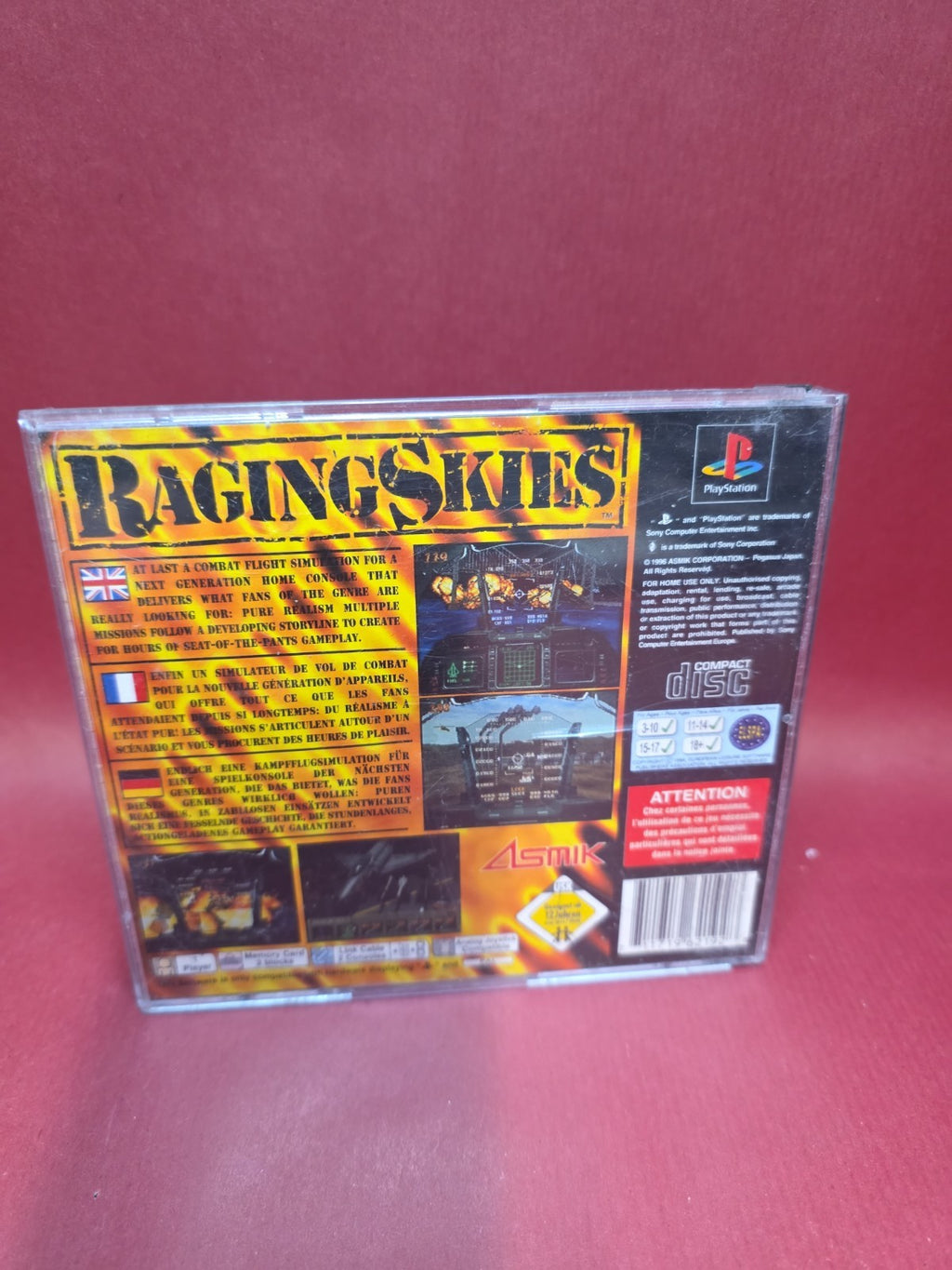 Raging Skies Ps1 No Manual Or Front Case