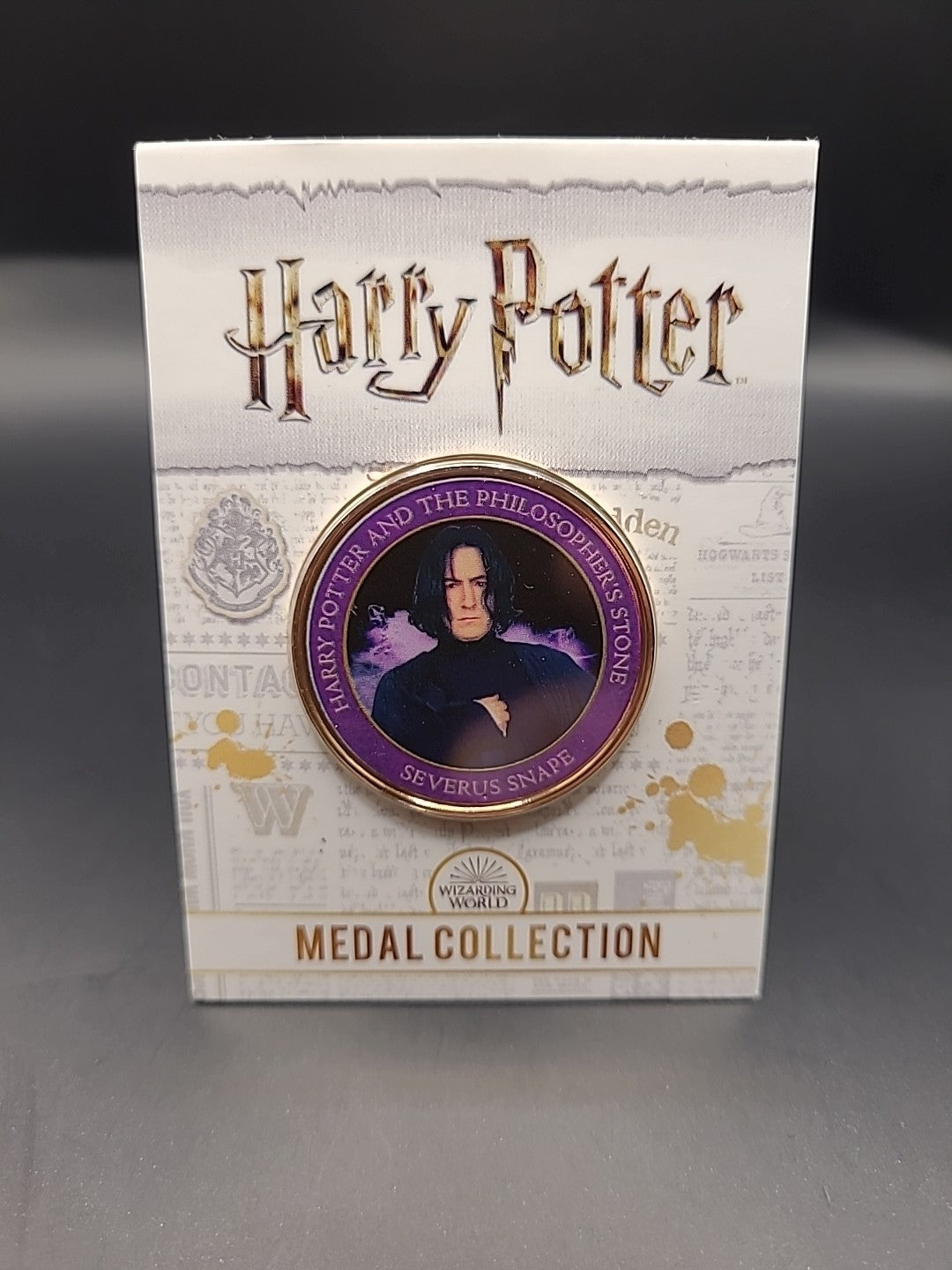 RARE HARRY POTTER MEDAL COIN IN CARD PHILOSOPHERS STONE SEVERUS SNAPE