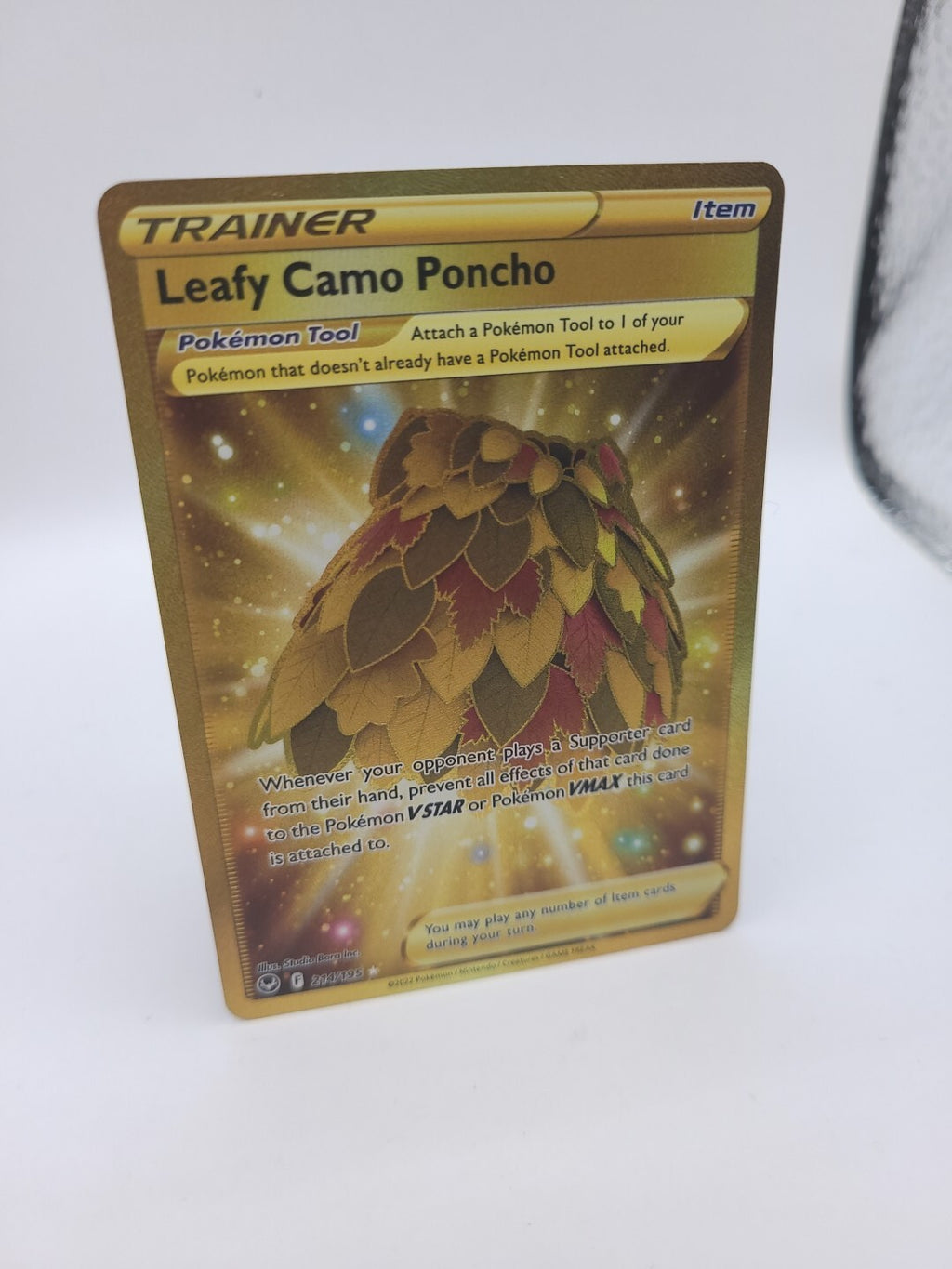 Pokemon Card Leafy Camo Poncho 214/195 Holo Trainer Silver Tempest
