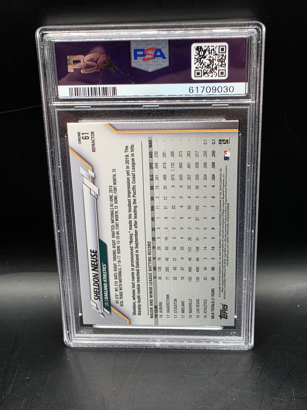 2020 Topps Chrome Sepia Refractors #61 Sheldon Neuse PSA Graded 9