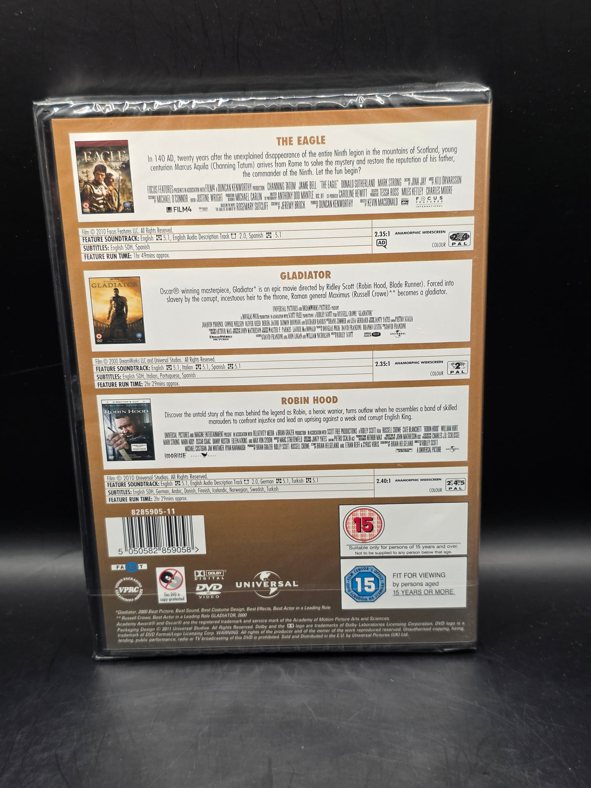 3 Film DVD Box Set Eagle Gladiator Robin Hood  Brand New And Sealed