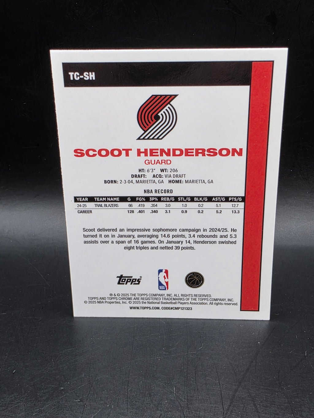 SCOOT HENDERSON 'SILVER PACK MOJO' (PORTLAND, TOPPS BASKETBALL 2025-26)M/NM