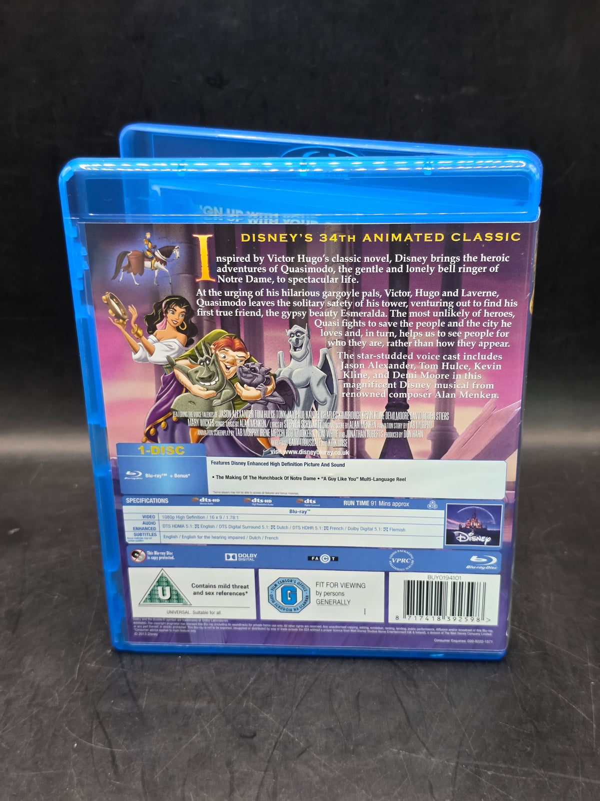 The Hunchback of Notre Dame Bluray  Walt Disney  Region 2 & B