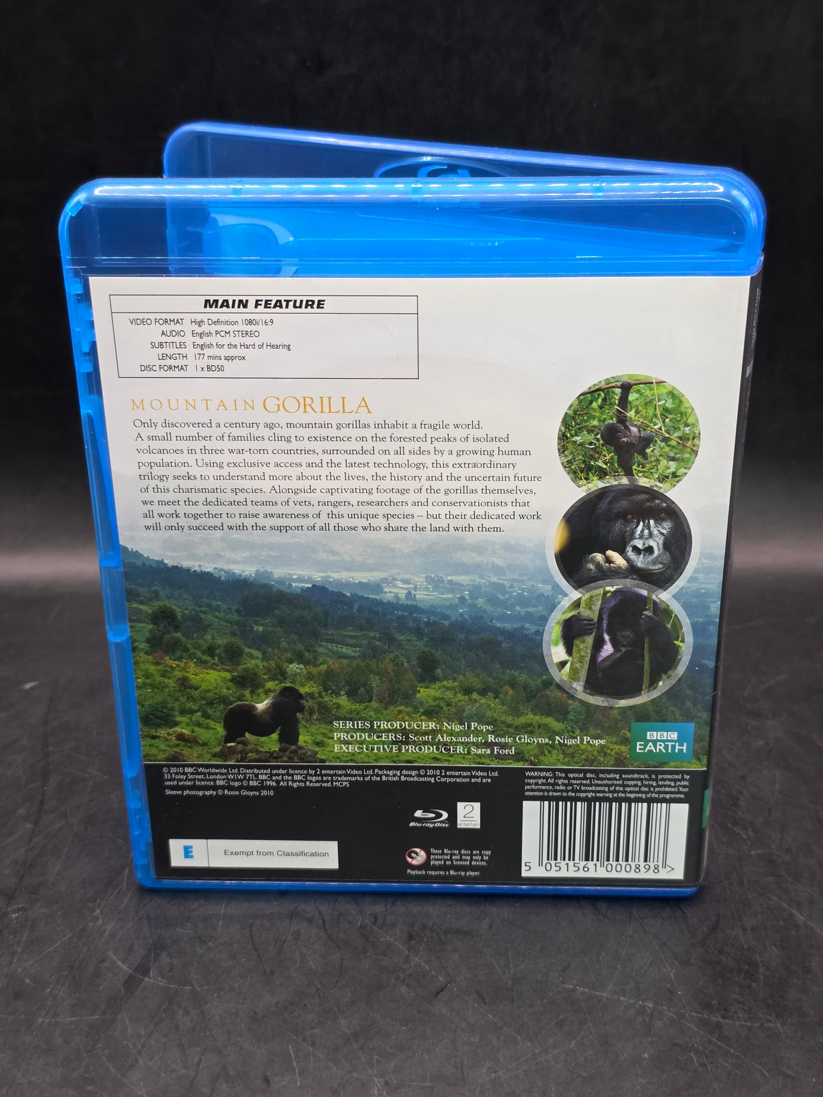 BBC Earth Mountain Gorilla Blu-ray Patrick Stewart Region B 2010 Documentary