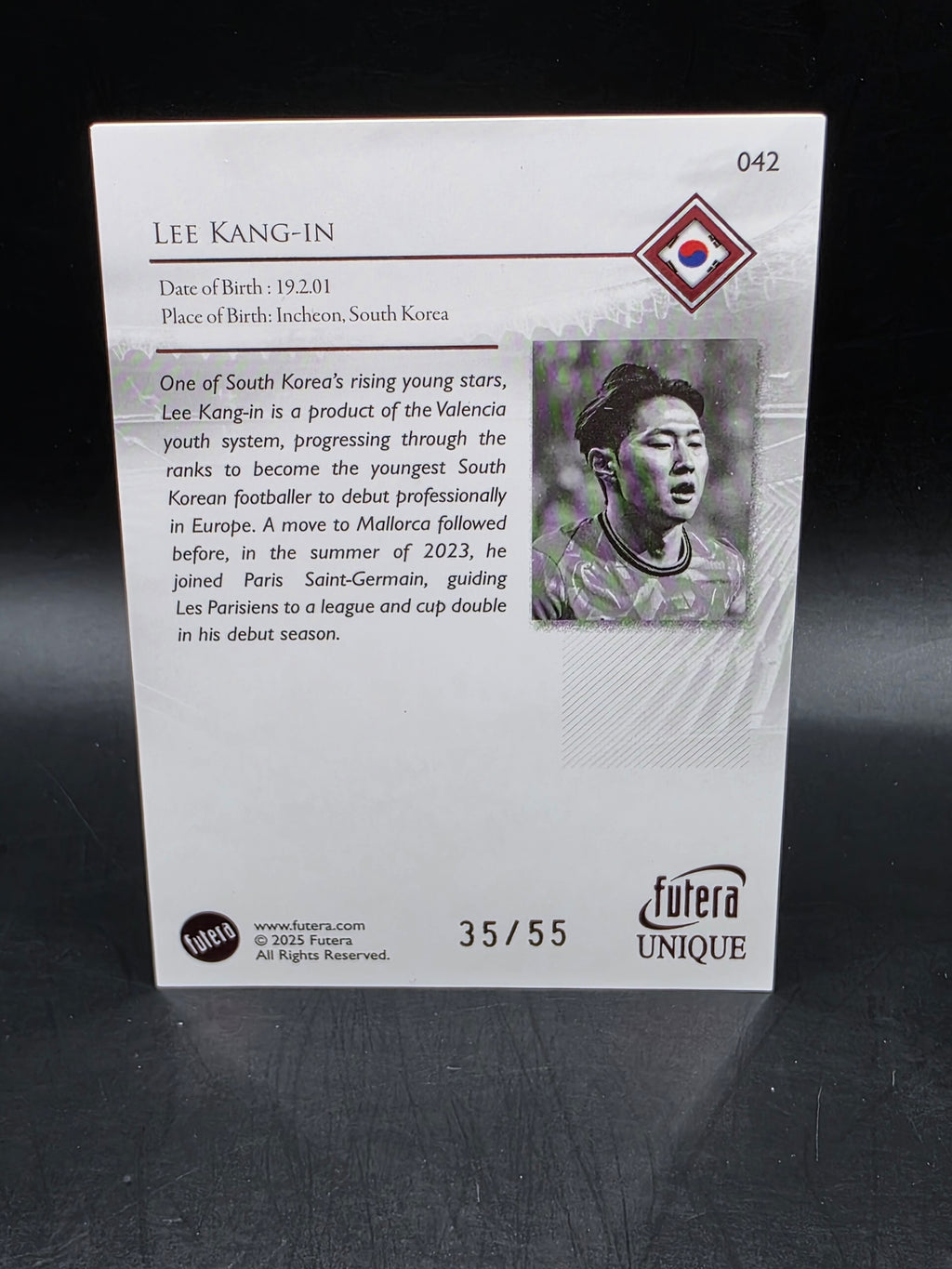 Futera 2025 Unique World Football Lee Kang-in /55 South Korea Numbered Card