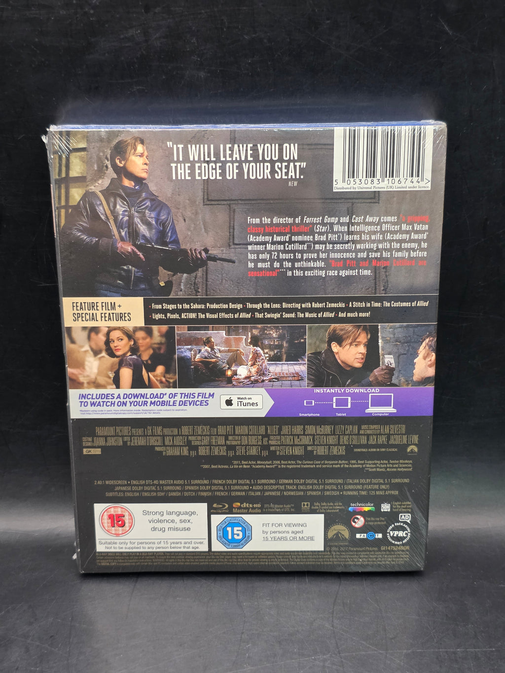 Allied Blu-ray DVD Brad Pitt ⭐️ Brand New & Sealed