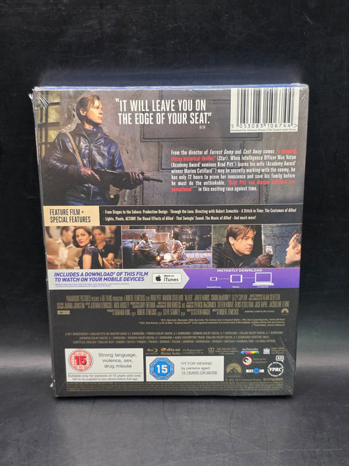 Allied Blu-ray DVD Brad Pitt ⭐️ Brand New & Sealed