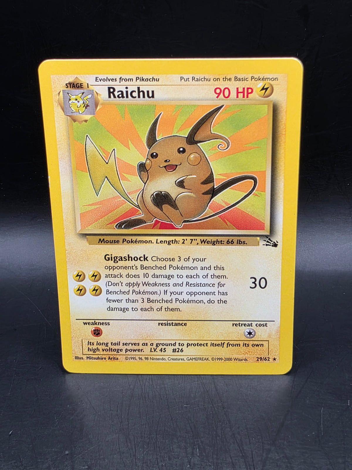 Pokemon Card Raichu 29/62 Unlimited Fossil Regular LP Condition