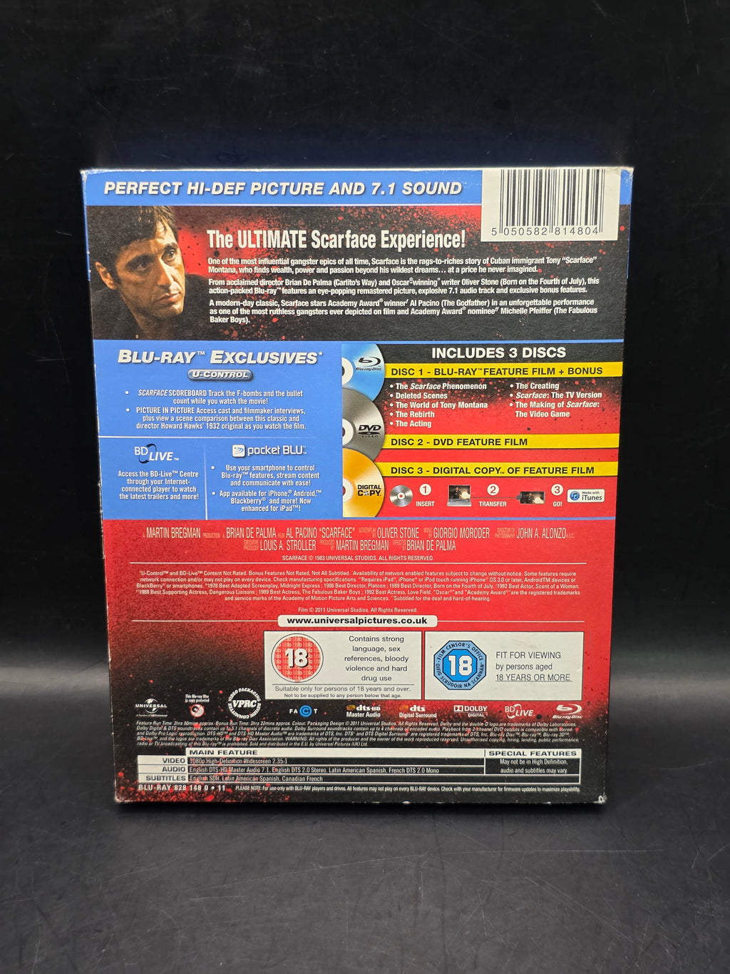 Al Pacino Scarface Triple Play DVD Blu Ray And Digital