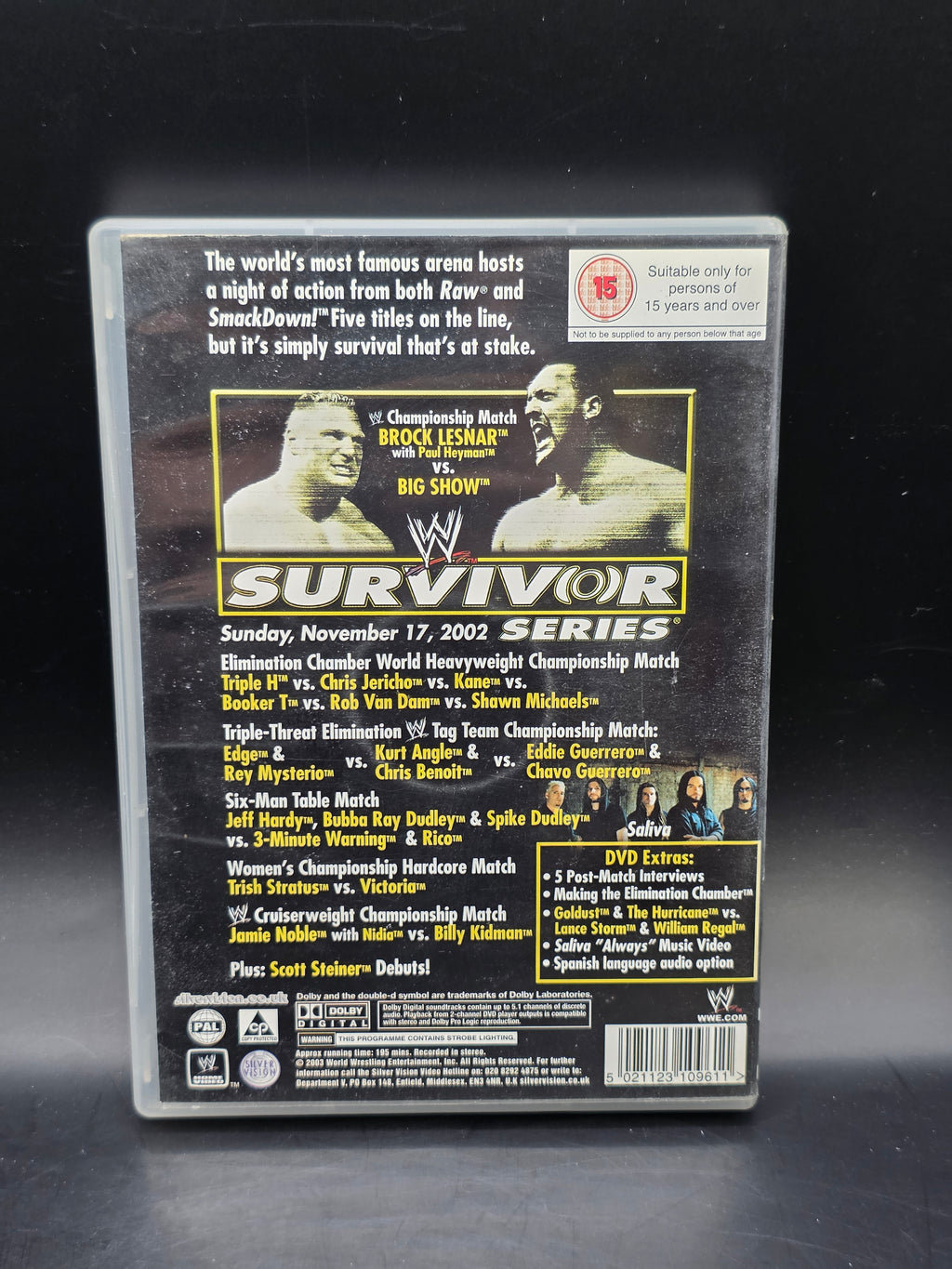 WWE Survivor Series 2002 DVD - Wrestling PPV Rare First Elimination Chamber