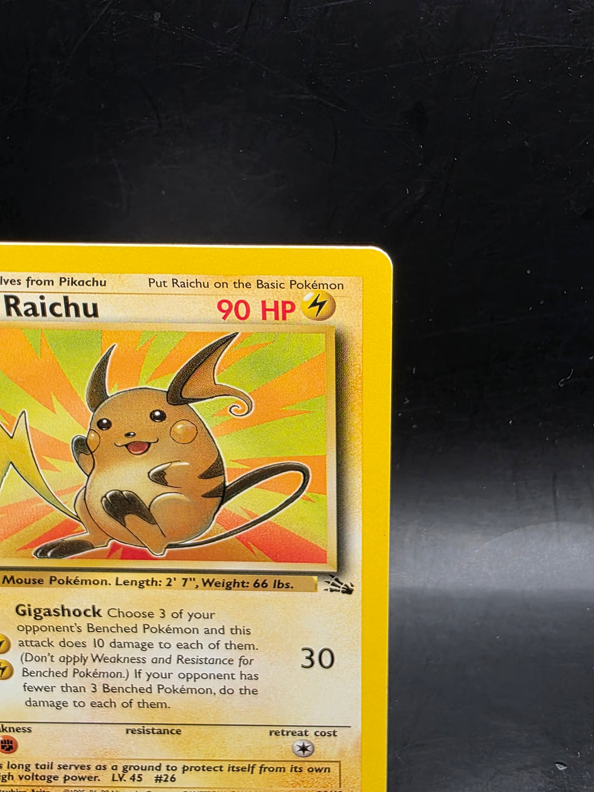 Pokemon Card Raichu 29/62 Unlimited Fossil Regular LP Condition