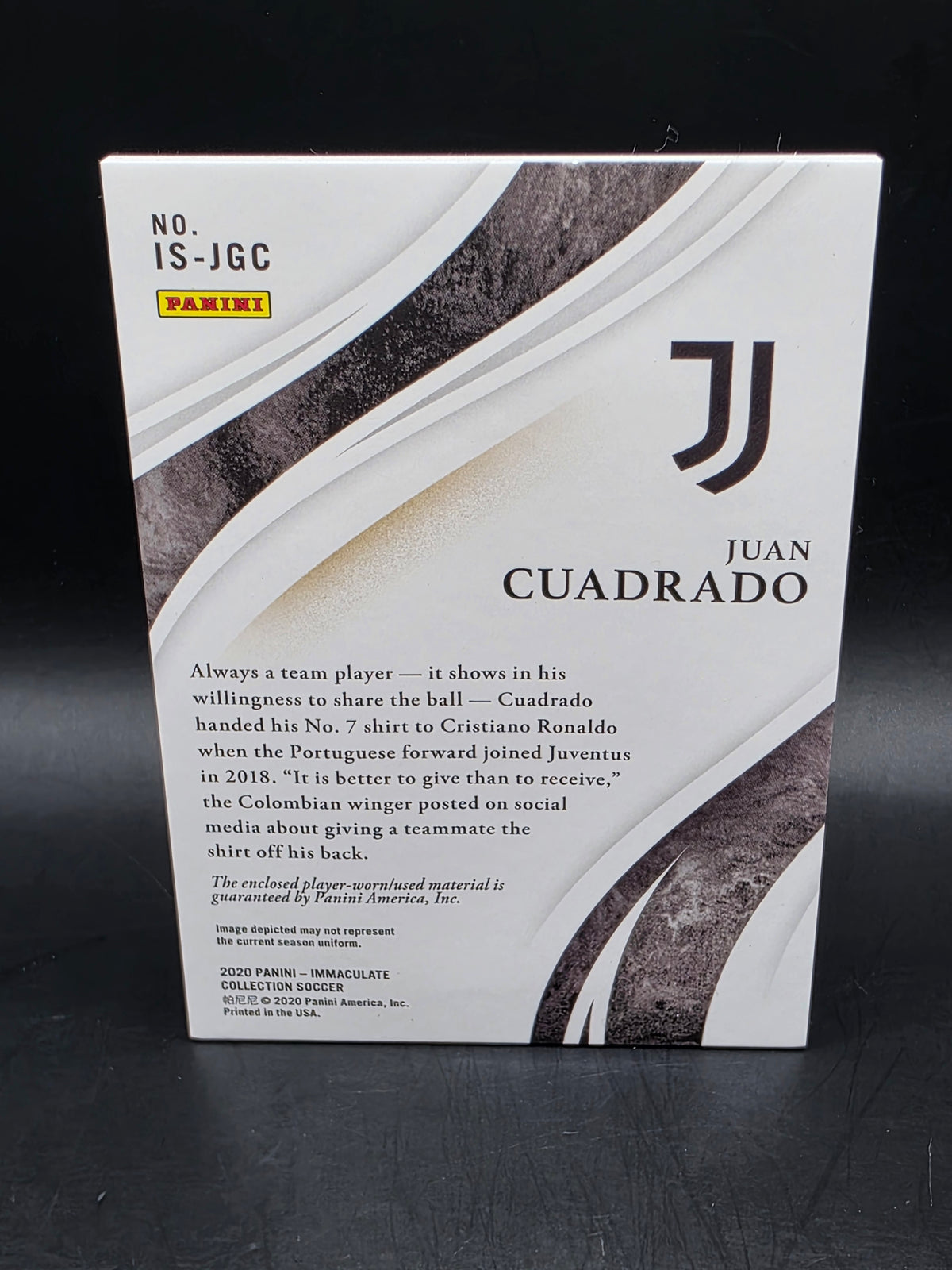 2020 Immaculate Juan Guillermo Cuadrado 72/99 Jumbo Jersey Memorabilia Juventus