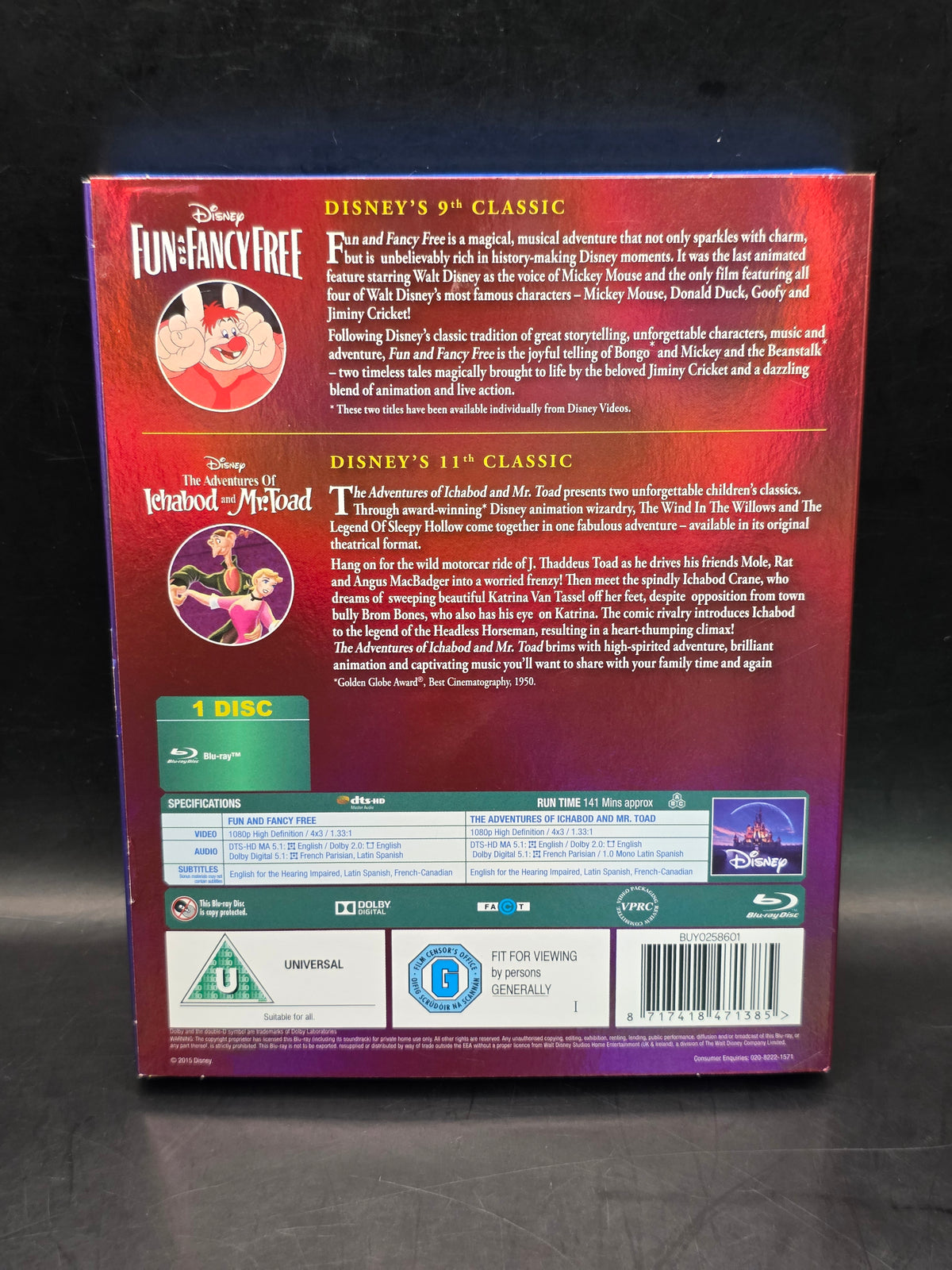 Fun and Fancy Free/The Adventures of Ichabod and Mr. Toad Blu-ray (2015) Edgar