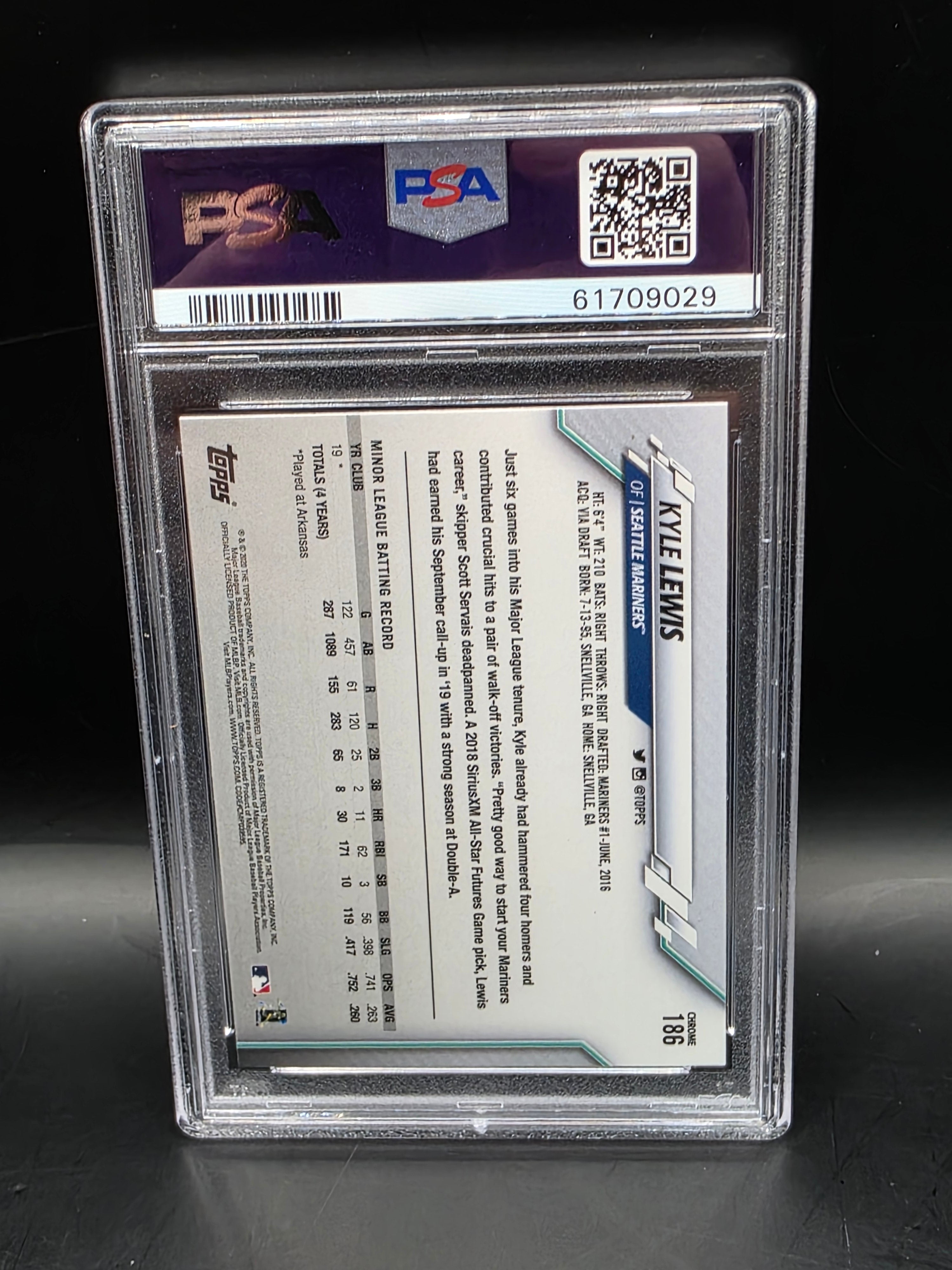 2020 Topps Chrome #186 Kyle Lewis PSA 10 RC Rookie Seattle Mariners