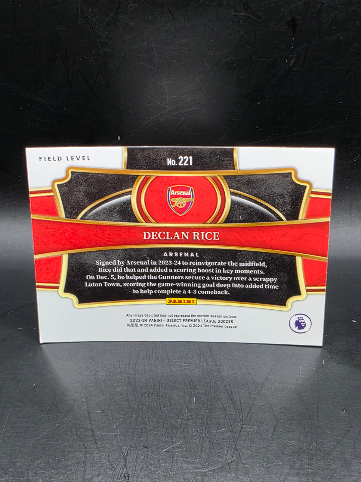 Declan Rice Field Level Panini Select Premier League 2023-24 Arsenal FC No.221
