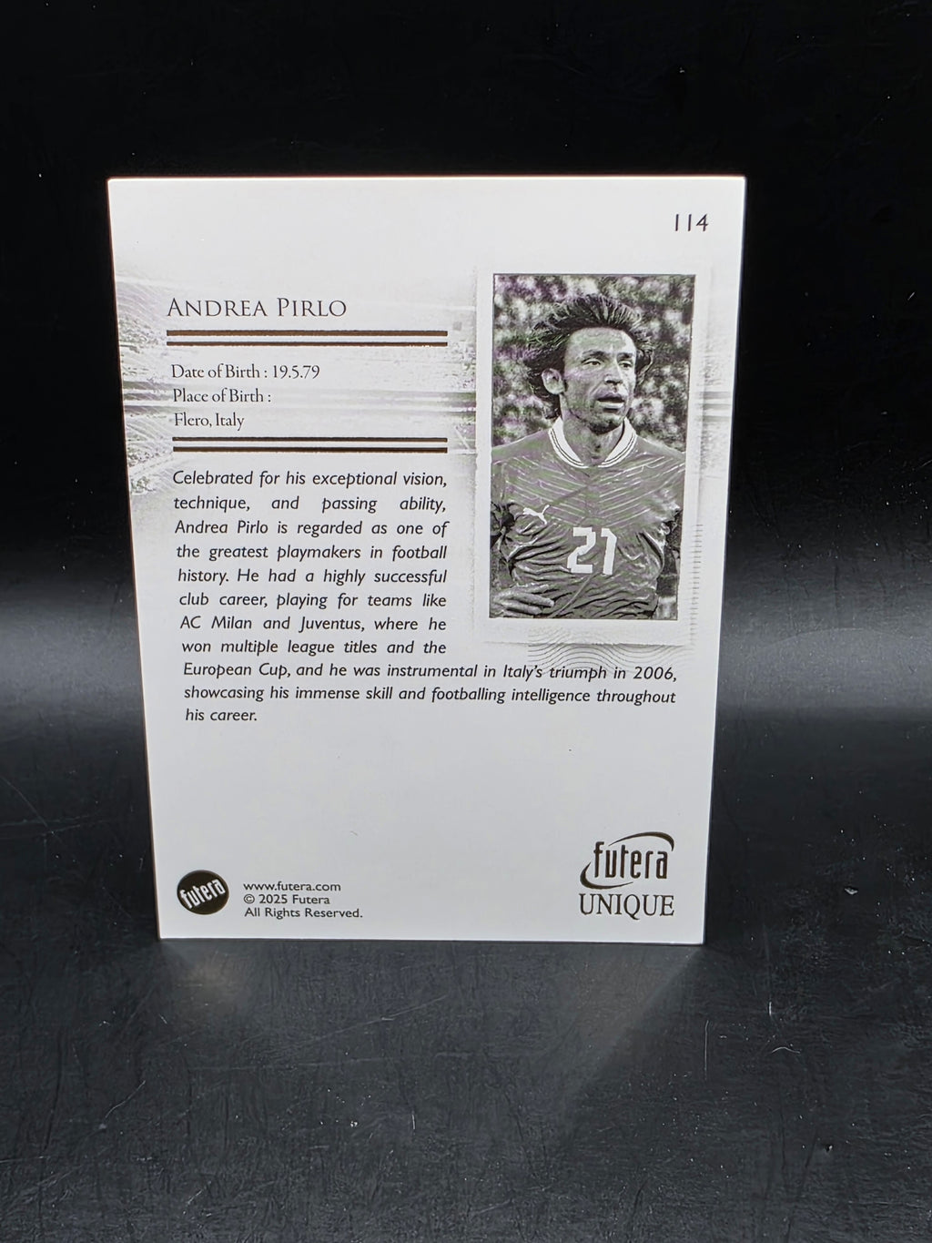 Futera Unique World Football The Greats Andrea Pirlo Italy #114 Silver