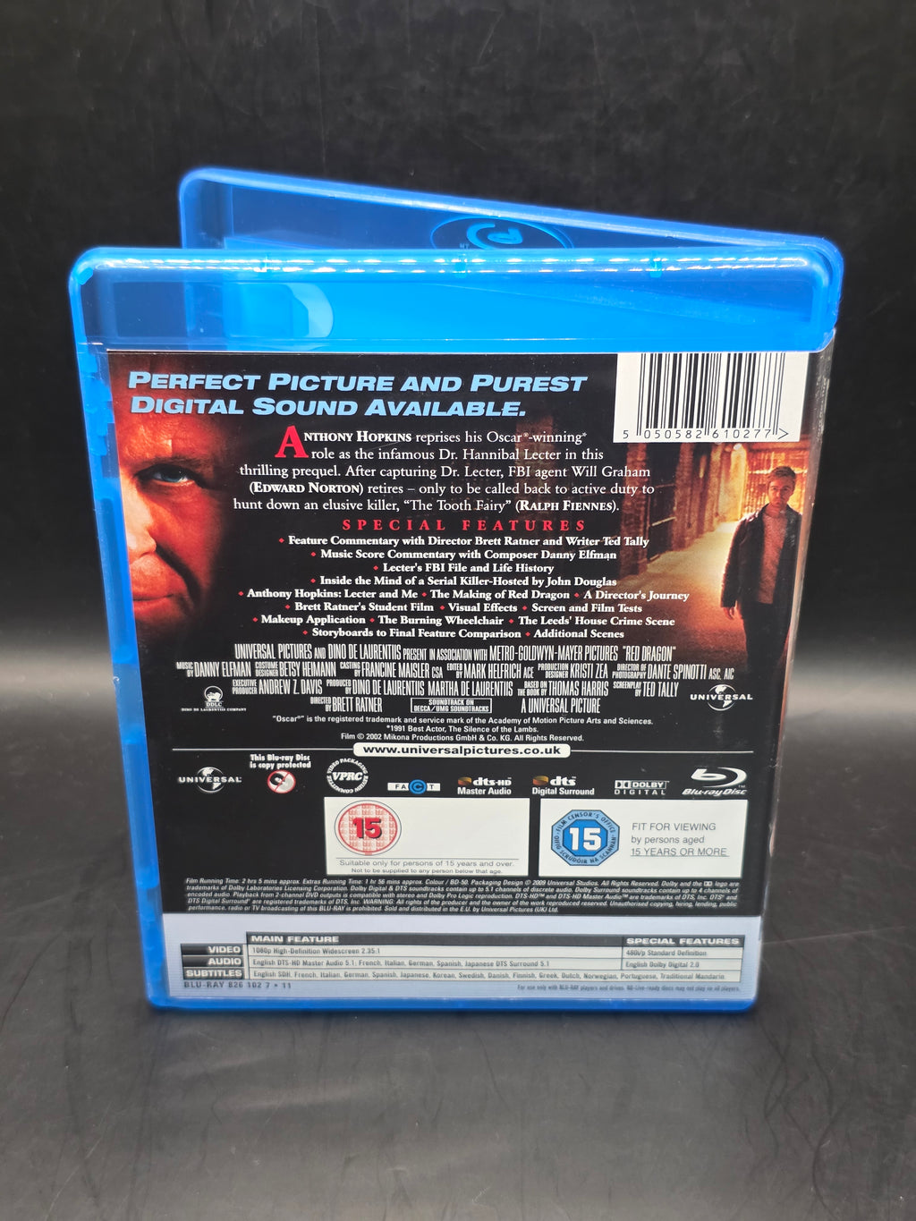 Red Dragon Blu-ray Anthony Hopkins Emily Watson Edward Norton Thomas Harris RB