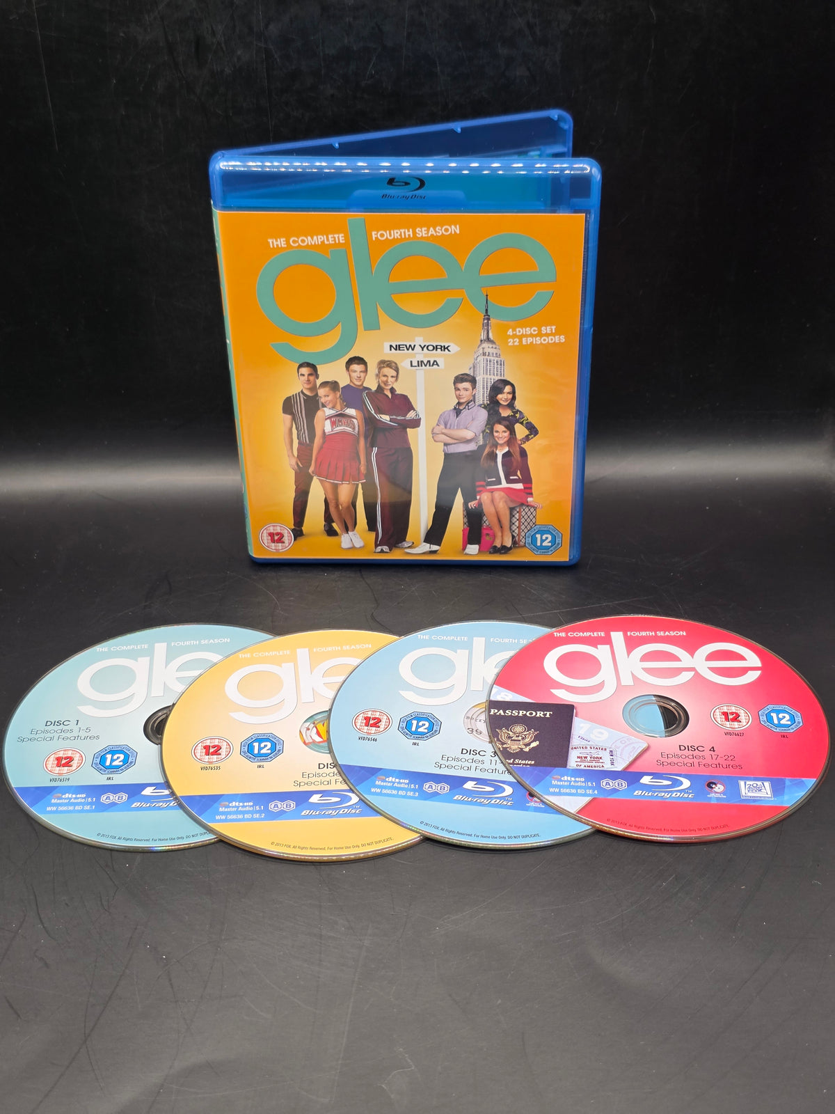 Glee: The Complete Fourth Season Blu-ray (2013) Chris Colfer cert 12 4 discs VGC