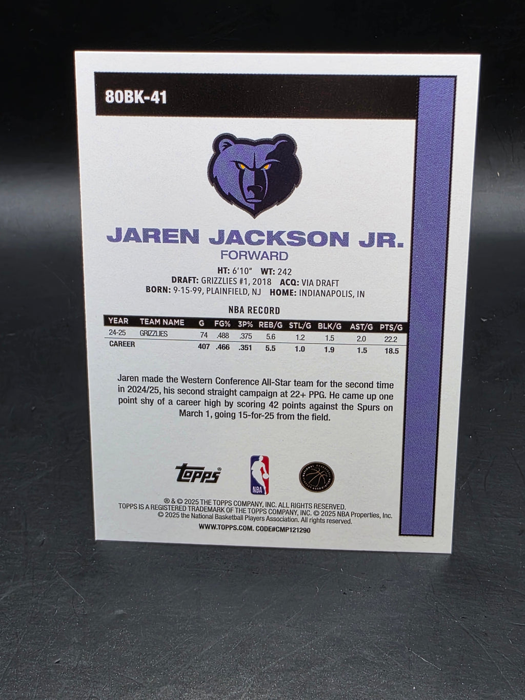 Jaren Jackson JR Topps Flagship 45th Anniversary silver Foil 2025 M/NM