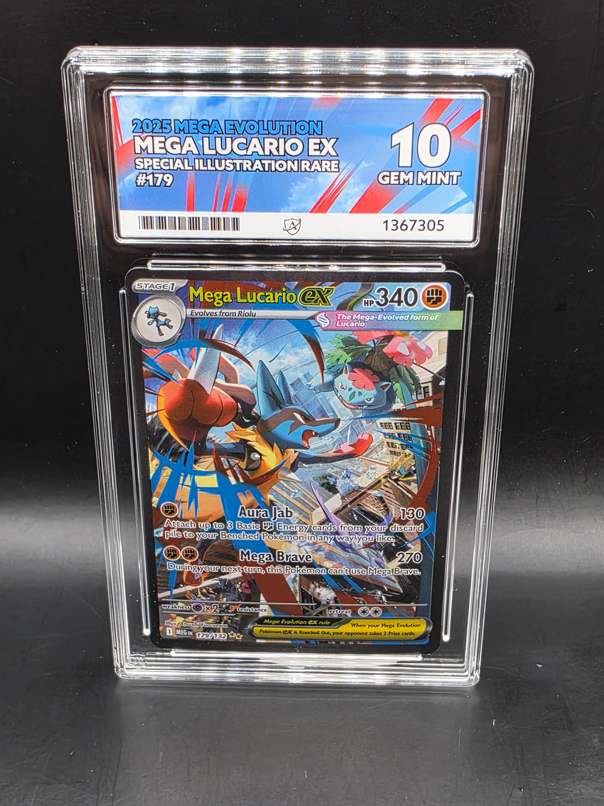 Pokemon Mega Lucario ex 179/132 SIR Mega Evolution Graded ACE 10