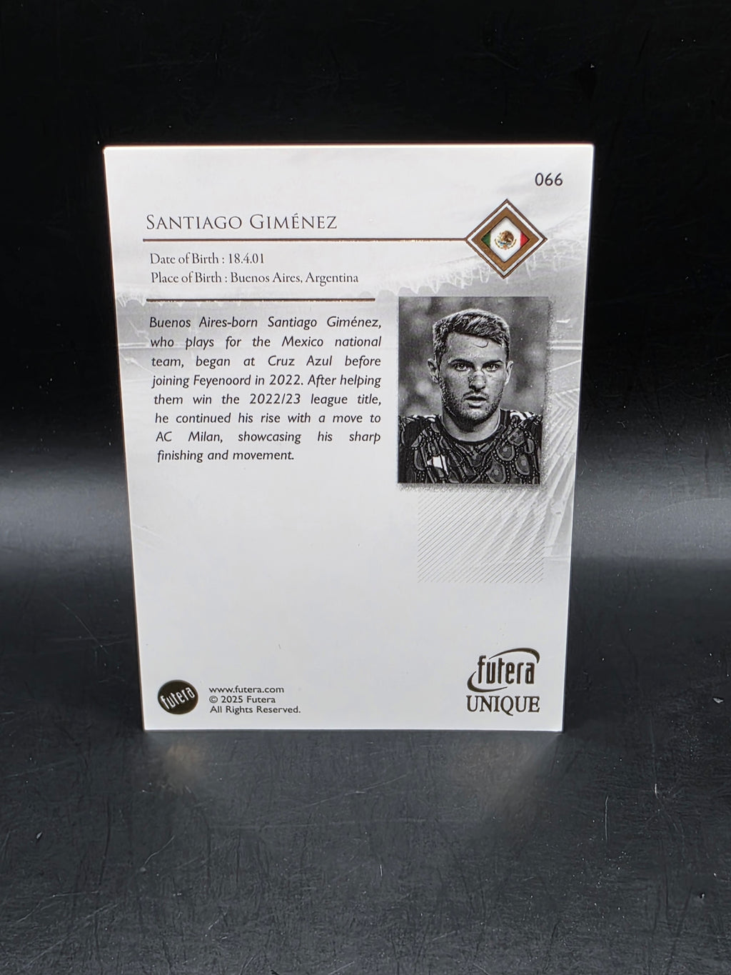 Futera Unique 2025 Santiago Gimenez Parallel Mexico AC Milan #066