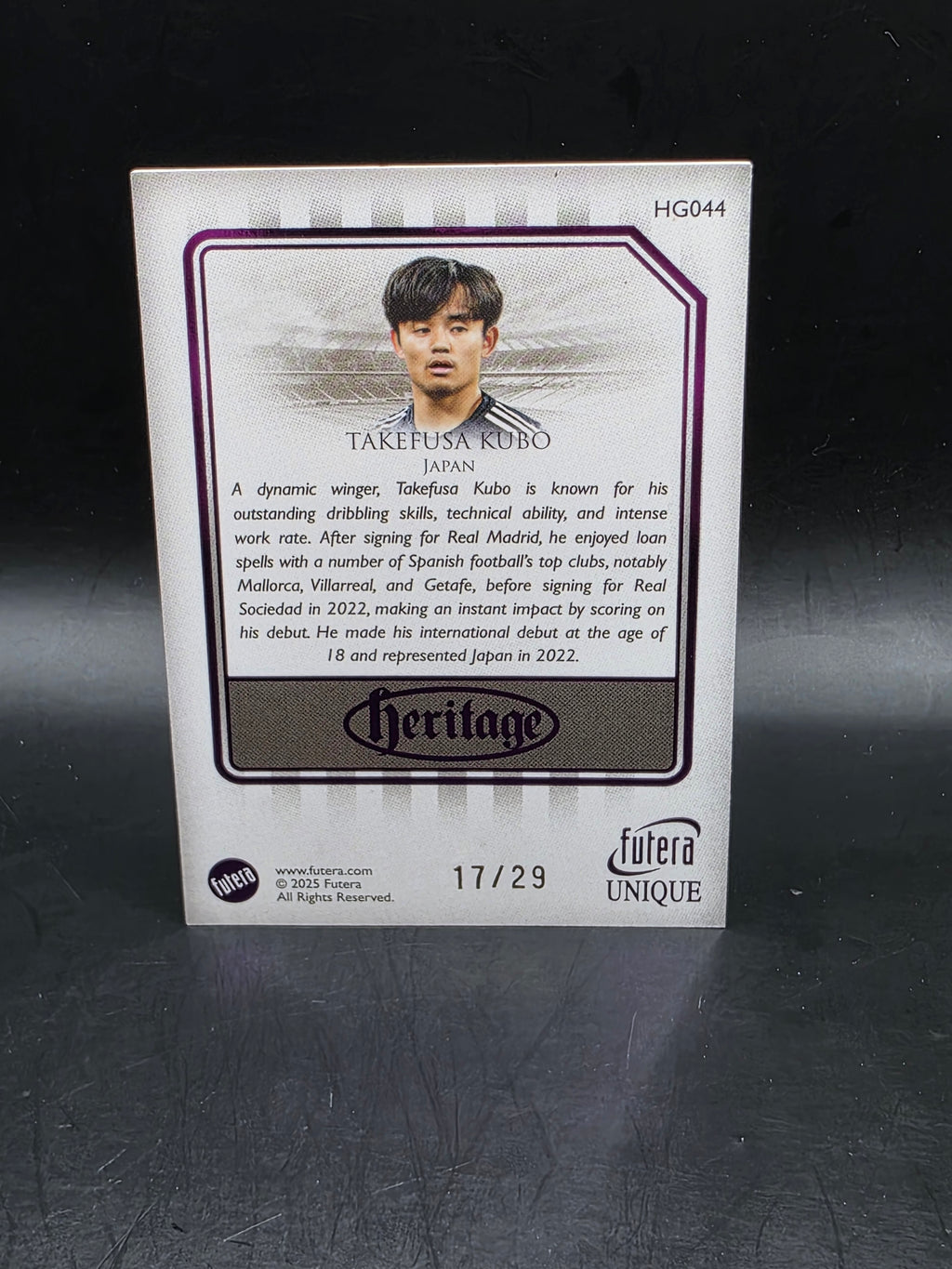 Takefusa Kubo 17/29 Futera Unique Heritage Parallel Football Card