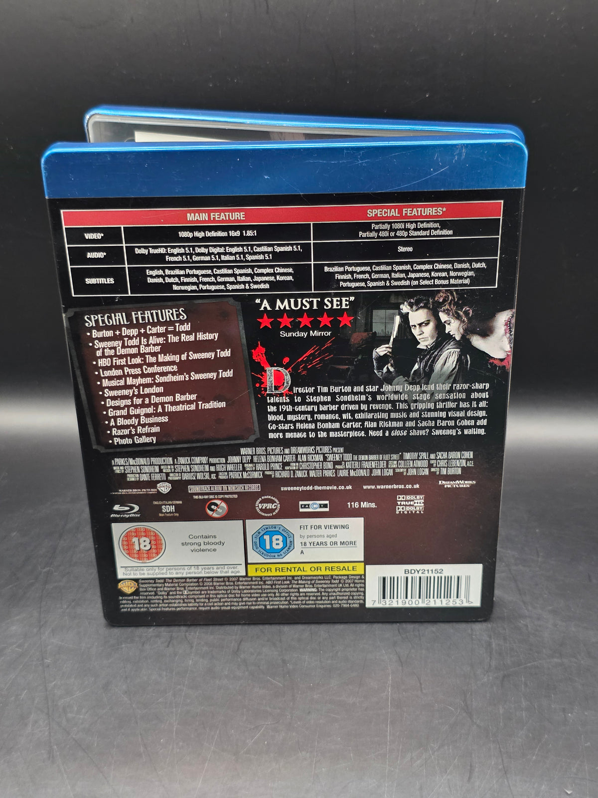 Sweeney Todd Blu Ray Steelbook