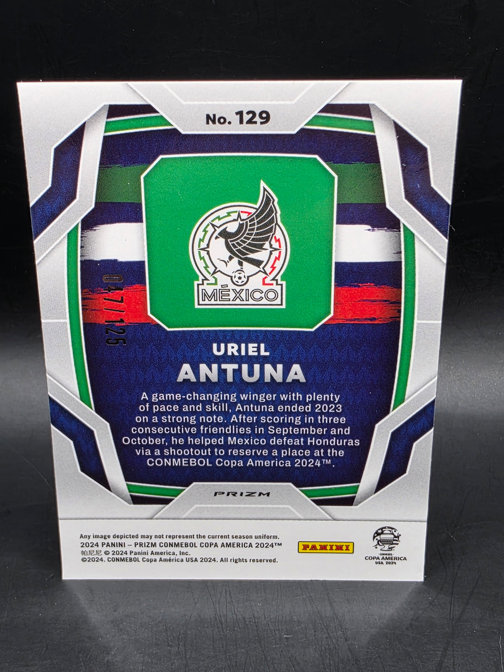 2024 Panini Prizm Uriel Antuna #129 PRIZM 047/125 Mexico Limited edition