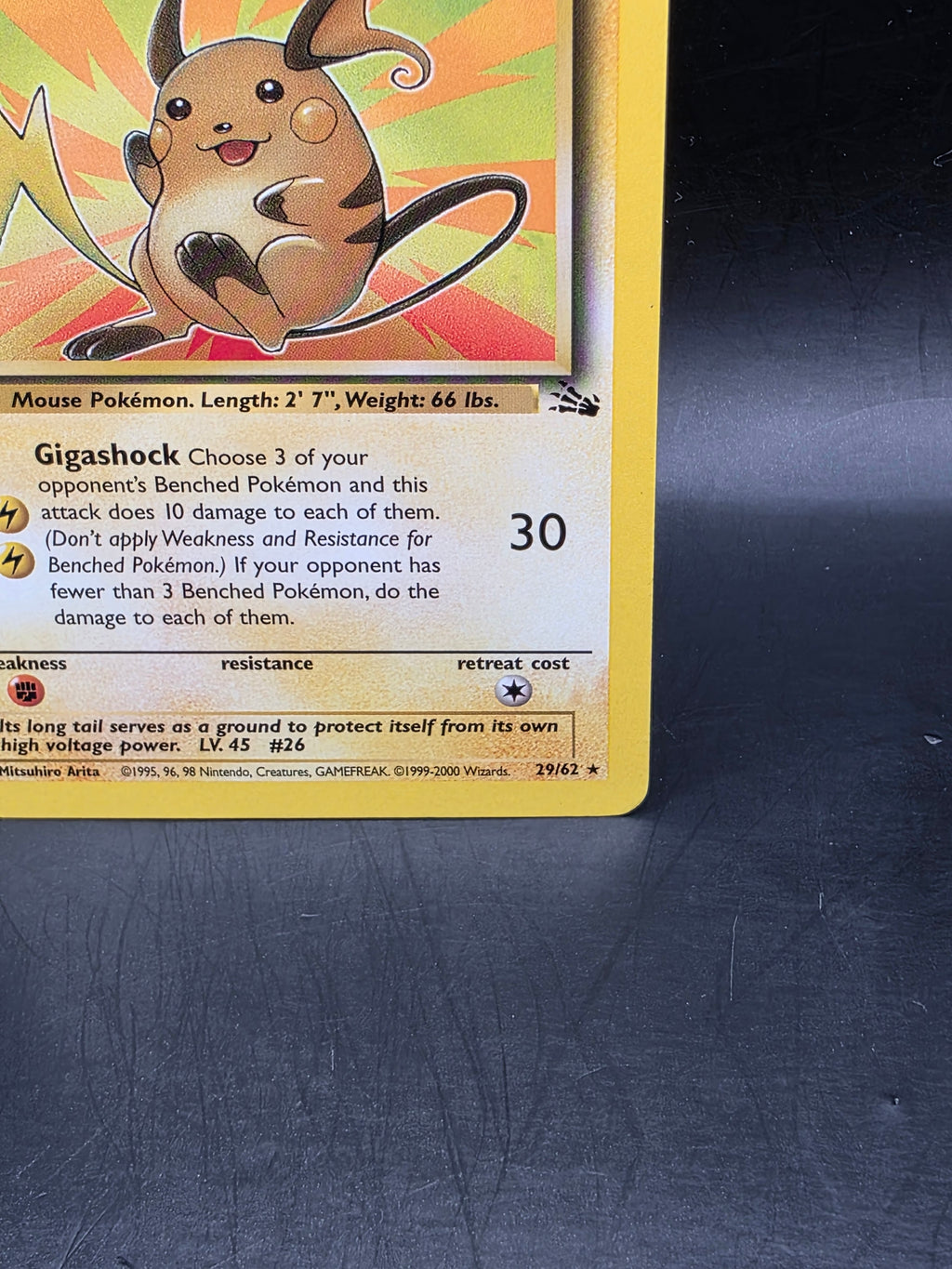 Pokemon Card Raichu 29/62 Unlimited Fossil Regular LP Condition